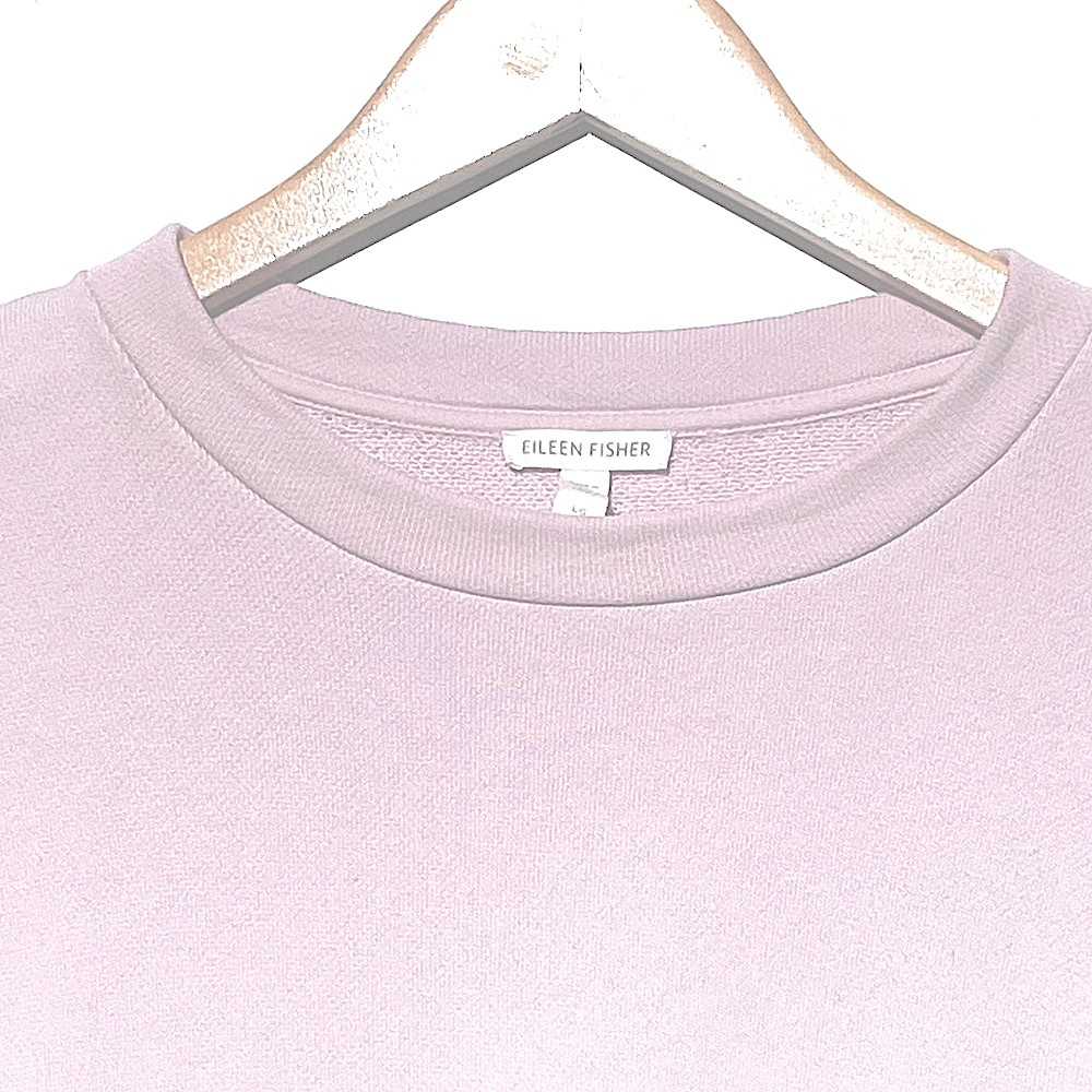 EILEEN FISHER Women’s Organic Cotton Light Pink Raw Seam Pull Over Sweatshirt Lg - Picture 5 of 5